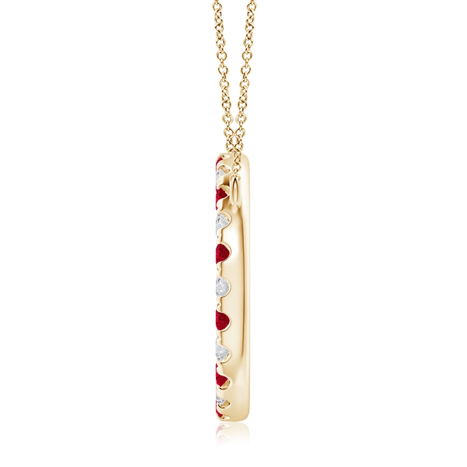 3mm AAA Ruby and Diamond Open Circle Eternity Pendant in Yellow Gold side 199