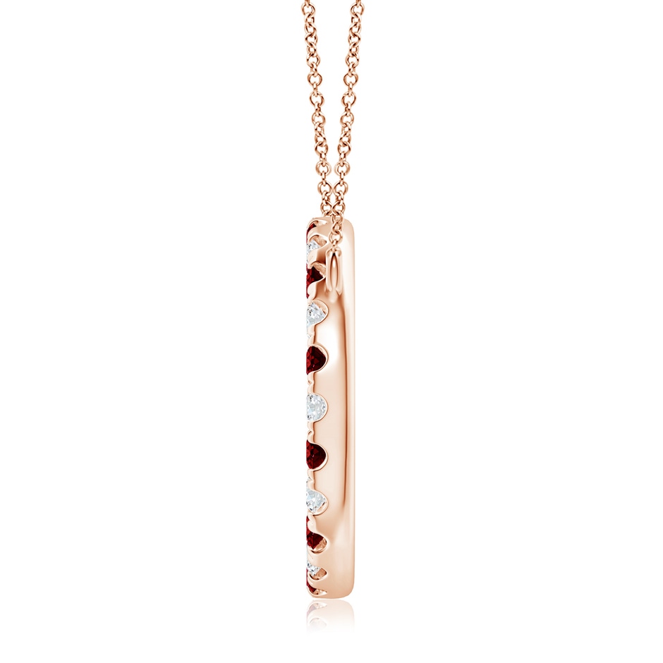3mm AAAA Ruby and Diamond Open Circle Eternity Pendant in Rose Gold side 199