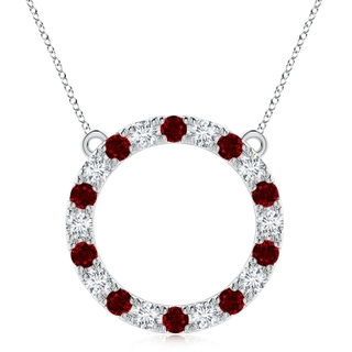 4mm AAAA Ruby and Diamond Open Circle Eternity Pendant in P950 Platinum