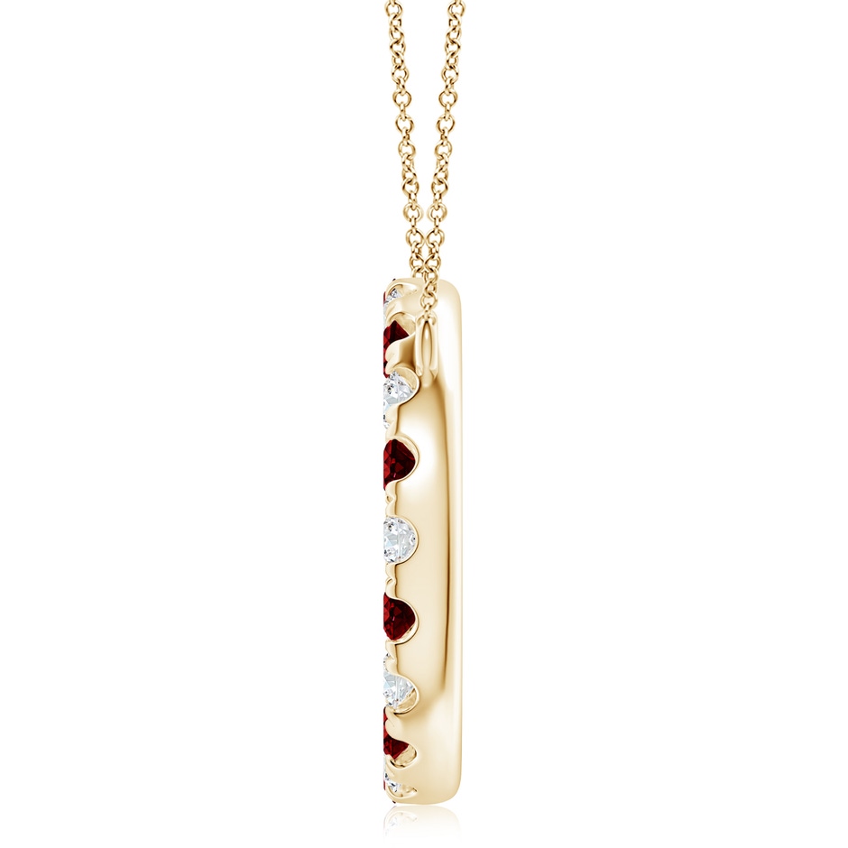 4mm AAAA Ruby and Diamond Open Circle Eternity Pendant in Yellow Gold side 199