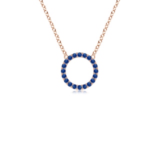 1.5mm AAA Blue Sapphire Open Circle Eternity Pendant in Rose Gold