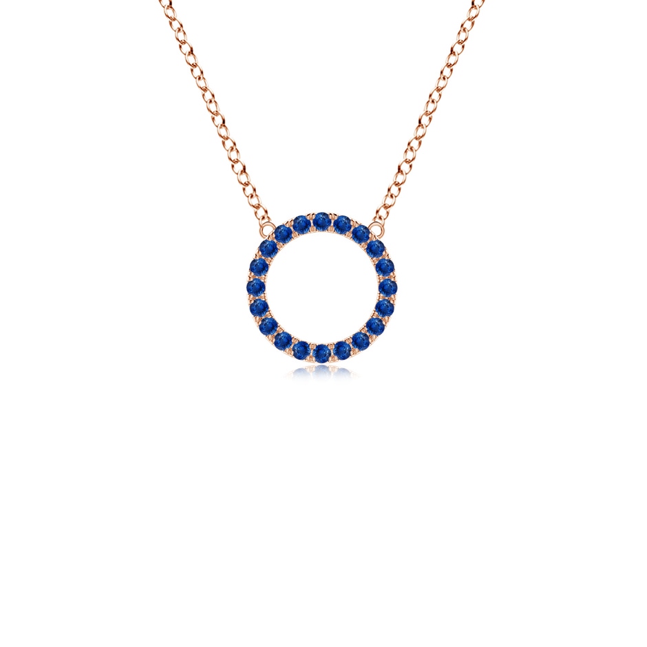 1.5mm AAA Blue Sapphire Open Circle Eternity Pendant in Rose Gold 