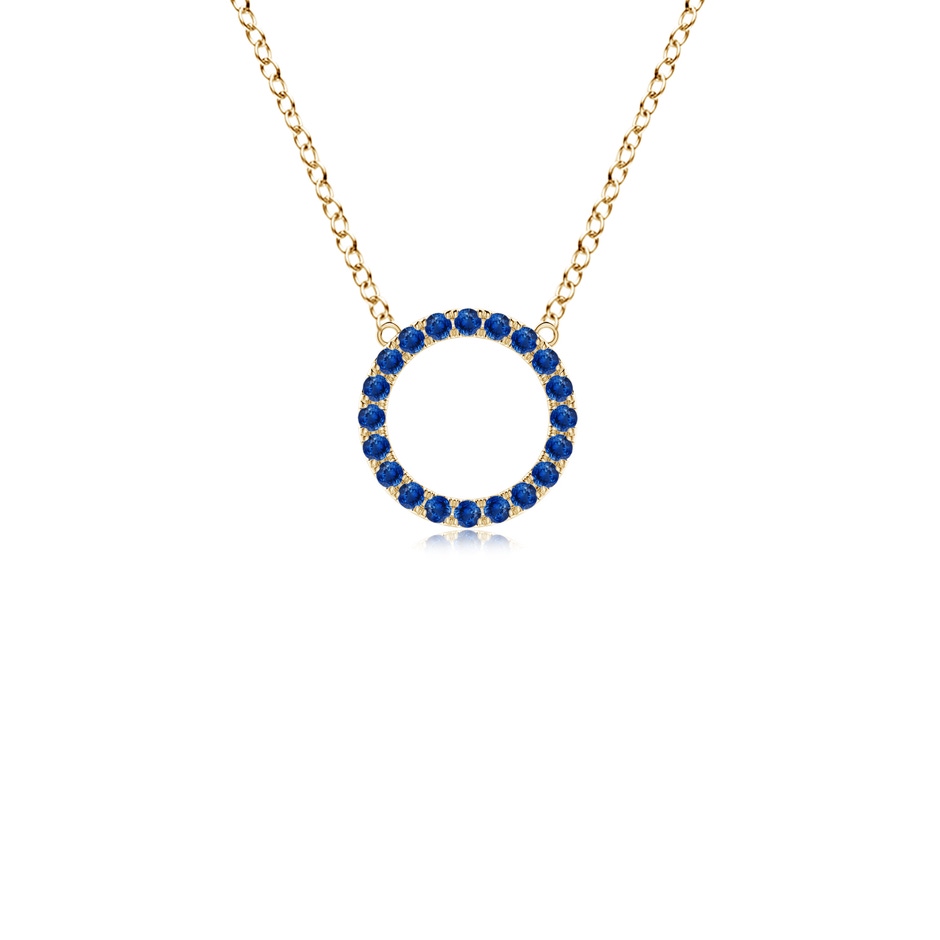 1.5mm AAA Blue Sapphire Open Circle Eternity Pendant in Yellow Gold 
