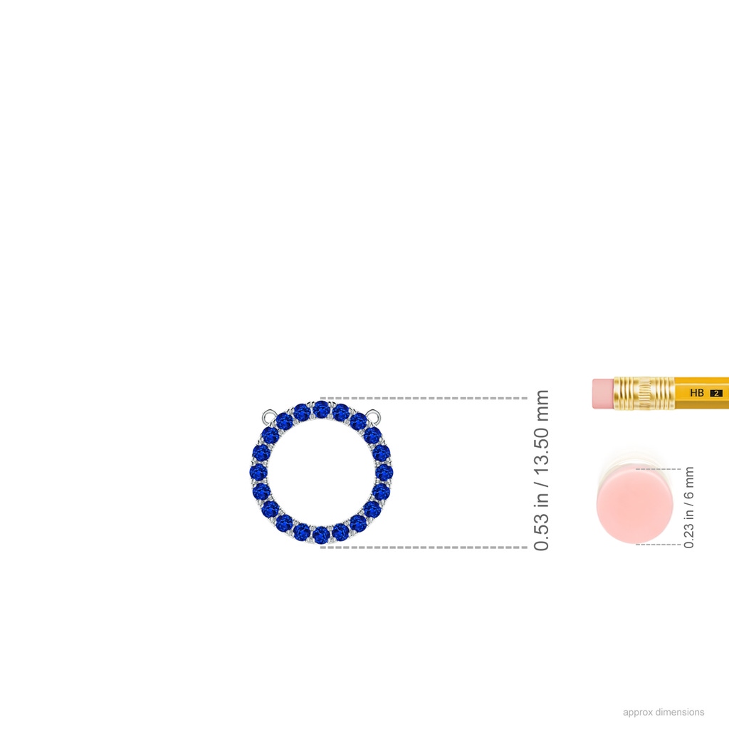 1.5mm AAAA Blue Sapphire Open Circle Eternity Pendant in P950 Platinum Ruler