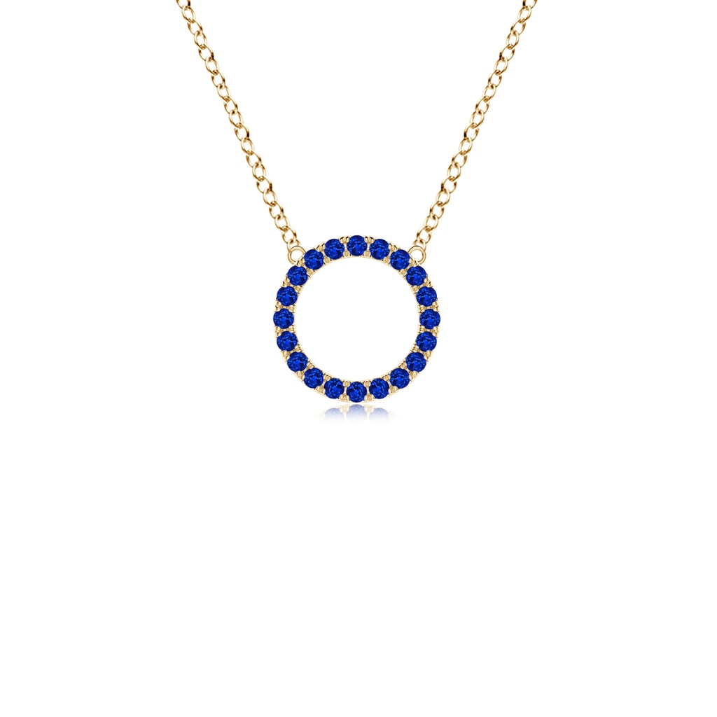 1.5mm AAAA Blue Sapphire Open Circle Eternity Pendant in Yellow Gold