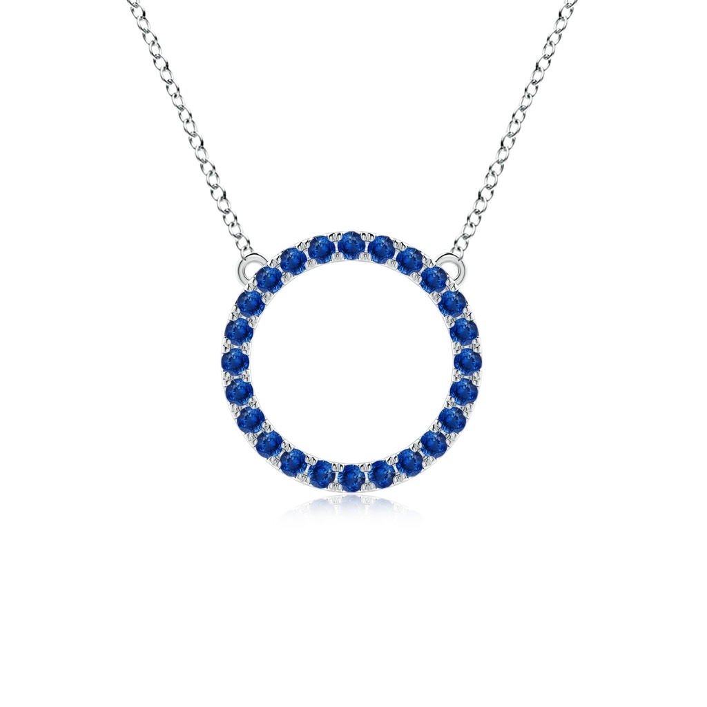 2mm AAA Blue Sapphire Open Circle Eternity Pendant in White Gold 