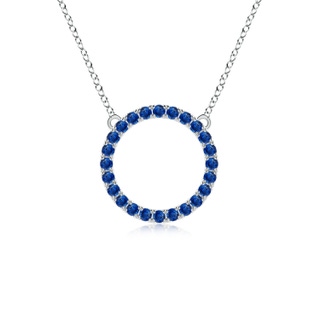 2mm AAA Blue Sapphire Open Circle Eternity Pendant in White Gold