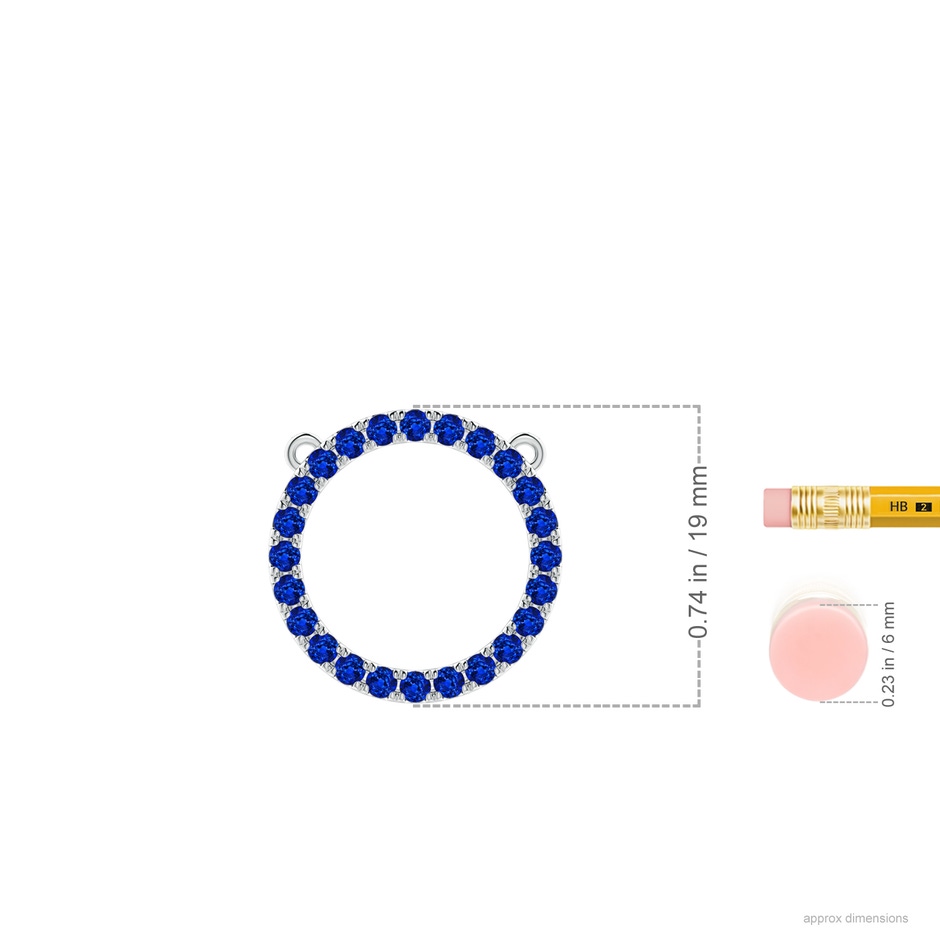 2mm AAAA Blue Sapphire Open Circle Eternity Pendant in P950 Platinum ruler
