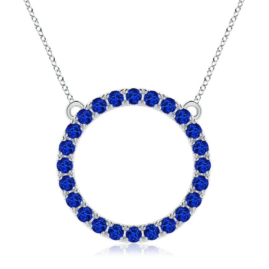 3mm AAAA Blue Sapphire Open Circle Eternity Pendant in P950 Platinum 