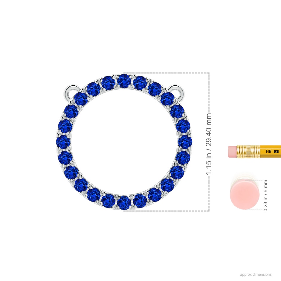 3mm AAAA Blue Sapphire Open Circle Eternity Pendant in P950 Platinum ruler