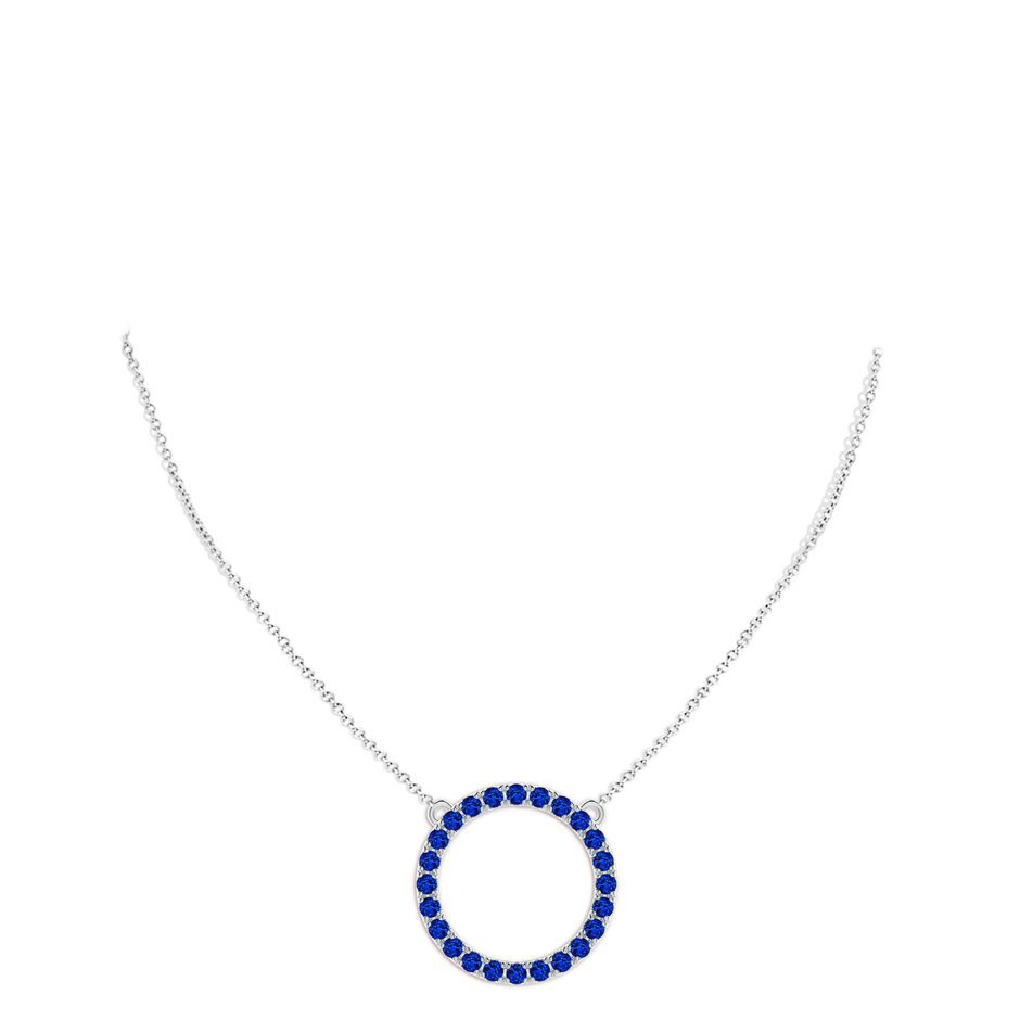 3mm AAAA Blue Sapphire Open Circle Eternity Pendant in P950 Platinum body-neck