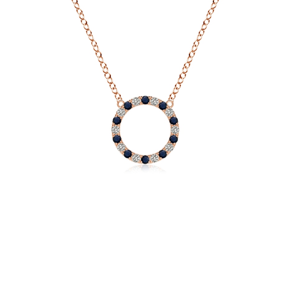 1.5mm A Sapphire and Diamond Open Circle Eternity Pendant in Rose Gold 