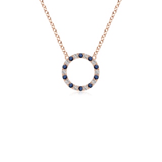 1.5mm AA Sapphire and Diamond Open Circle Eternity Pendant in 9K Rose Gold