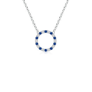 1.5mm AAA Sapphire and Diamond Open Circle Eternity Pendant in P950 Platinum
