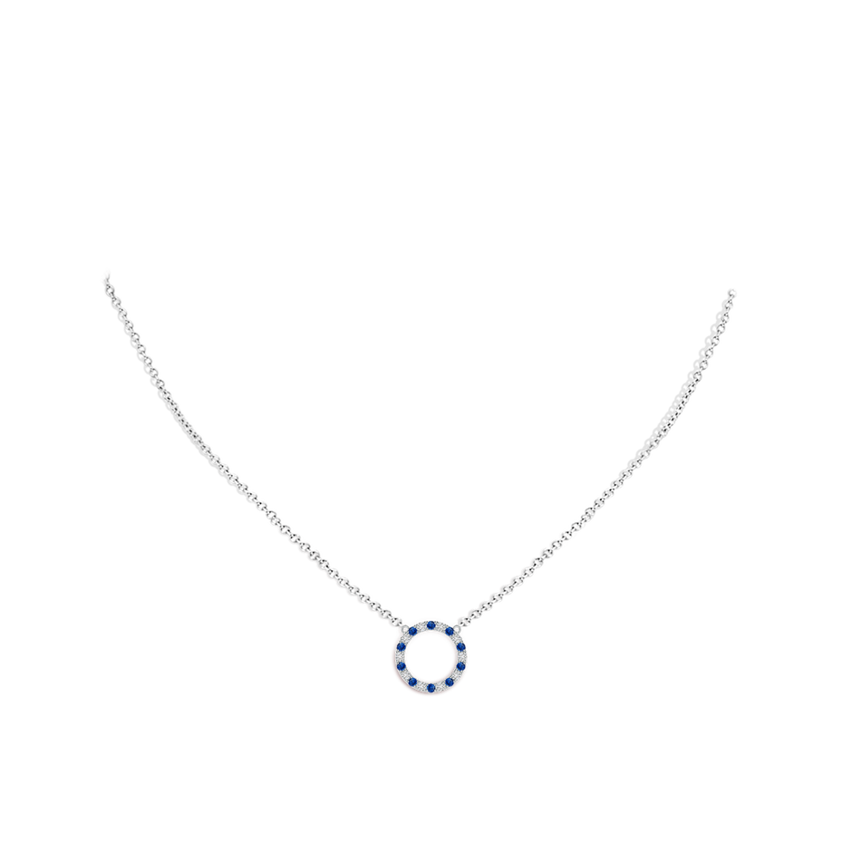 1.5mm AAA Sapphire and Diamond Open Circle Eternity Pendant in P950 Platinum pen