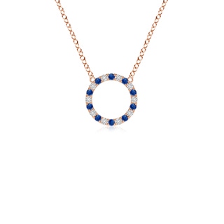 1.5mm AAA Sapphire and Diamond Open Circle Eternity Pendant in Rose Gold