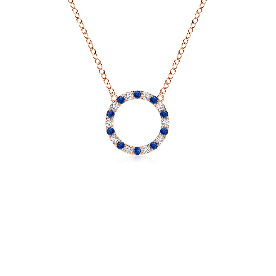 1.5mm AAA Sapphire and Diamond Open Circle Eternity Pendant in Rose Gold 