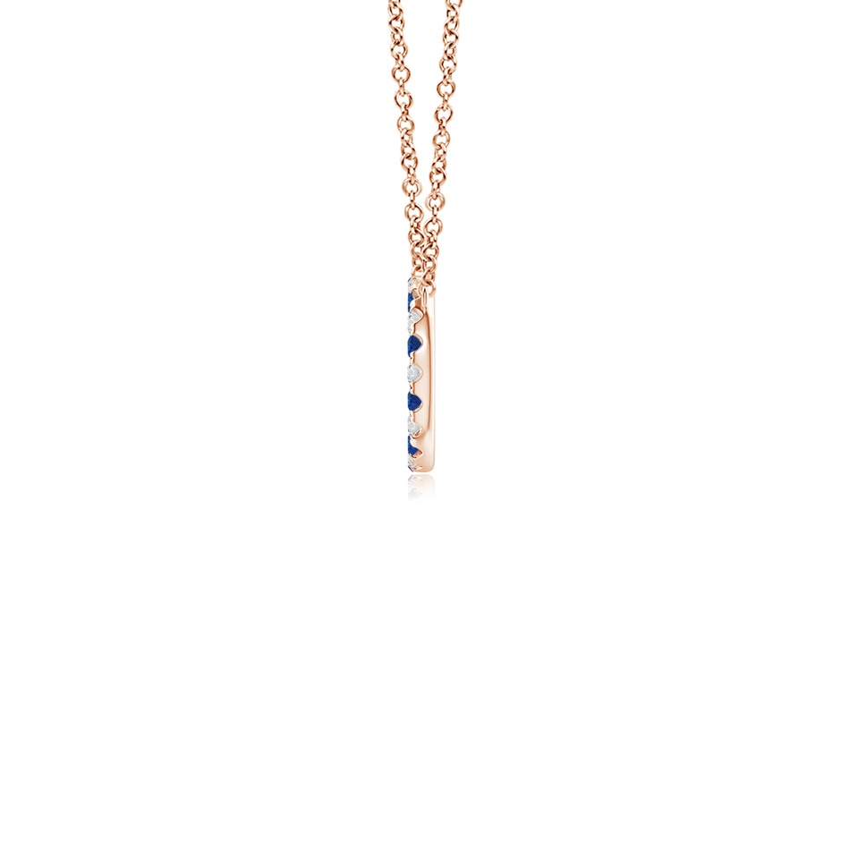1.5mm AAA Sapphire and Diamond Open Circle Eternity Pendant in Rose Gold side 199