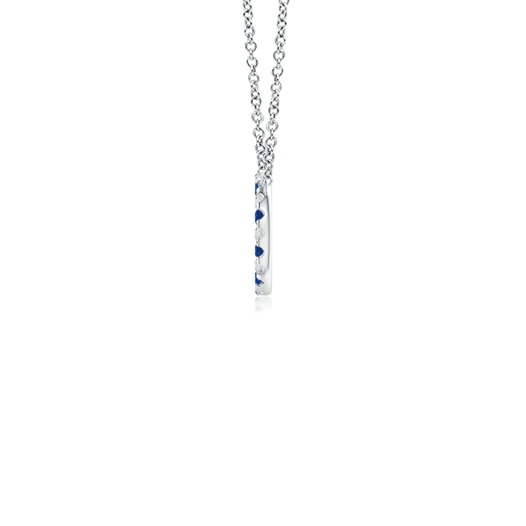 1.5mm AAA Sapphire and Diamond Open Circle Eternity Pendant in White Gold Side 199