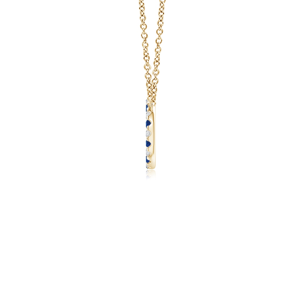 1.5mm AAA Sapphire and Diamond Open Circle Eternity Pendant in Yellow Gold Side 199