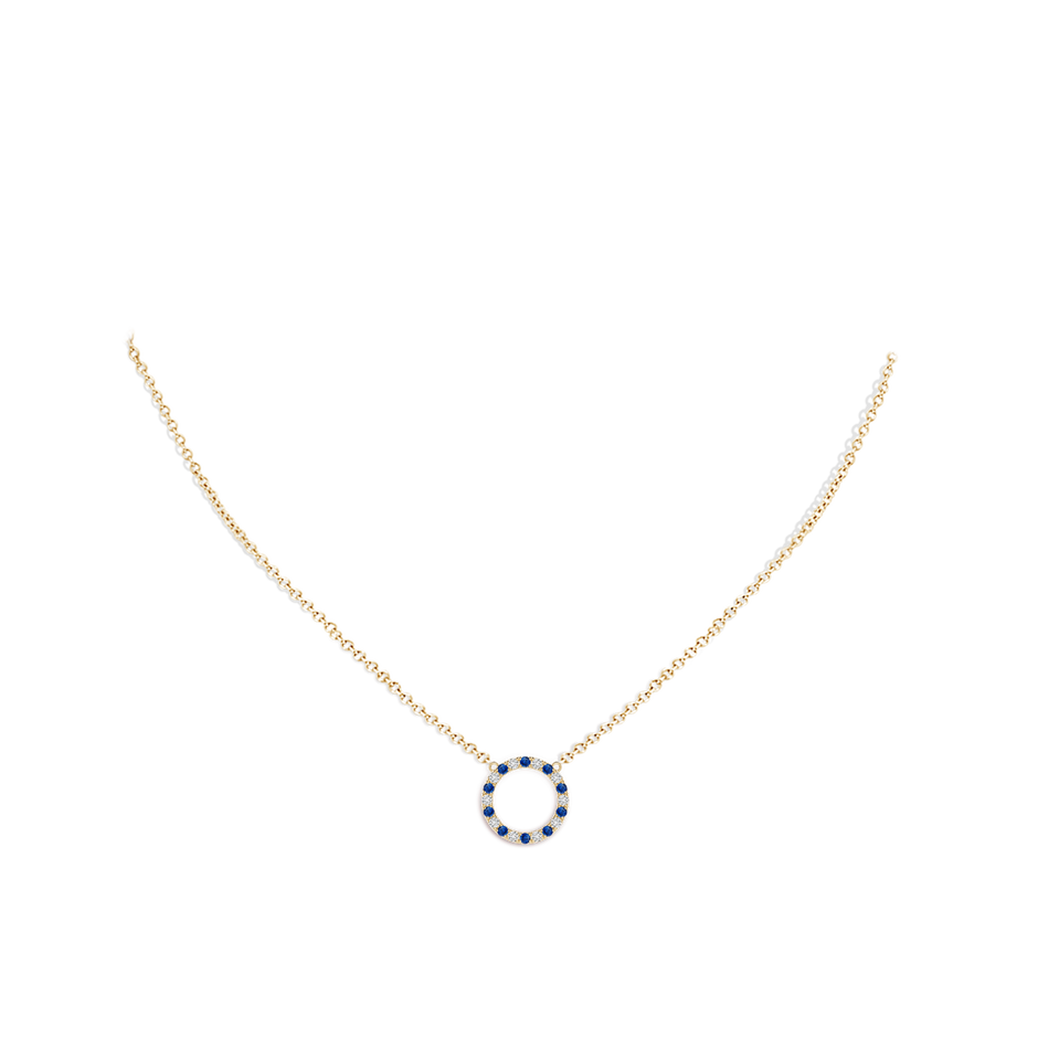 1.5mm AAA Sapphire and Diamond Open Circle Eternity Pendant in Yellow Gold pen