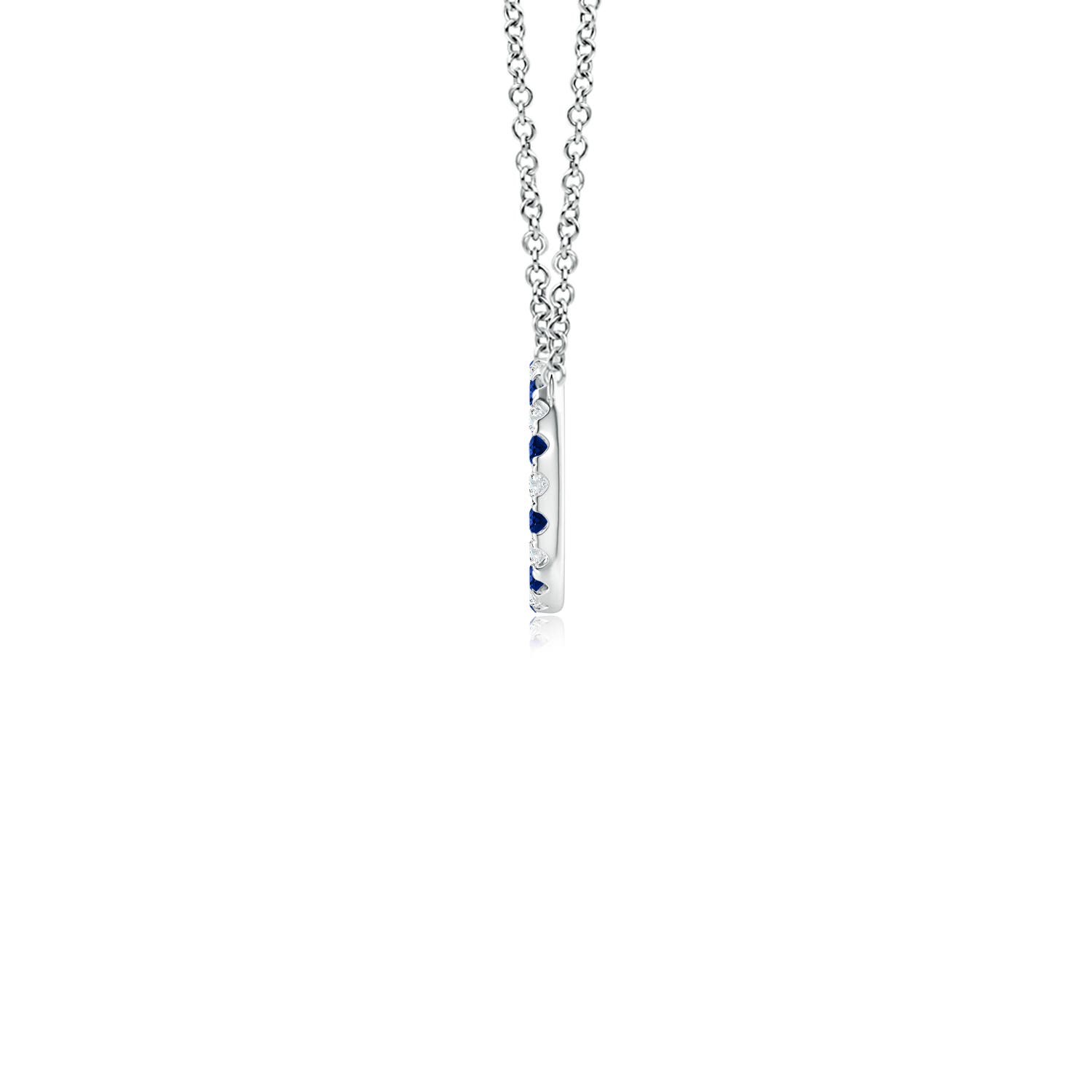 1.5mm AAAA Sapphire and Diamond Open Circle Eternity Pendant in 18K White Gold - side 2