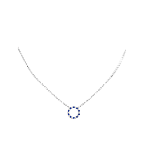Sapphire and Diamond Open Circle Eternity Pendant