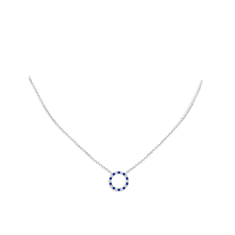 1.5mm AAAA Sapphire and Diamond Open Circle Eternity Pendant in 18K White Gold pen