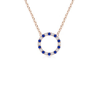1.5mm AAAA Sapphire and Diamond Open Circle Eternity Pendant in 9K Rose Gold