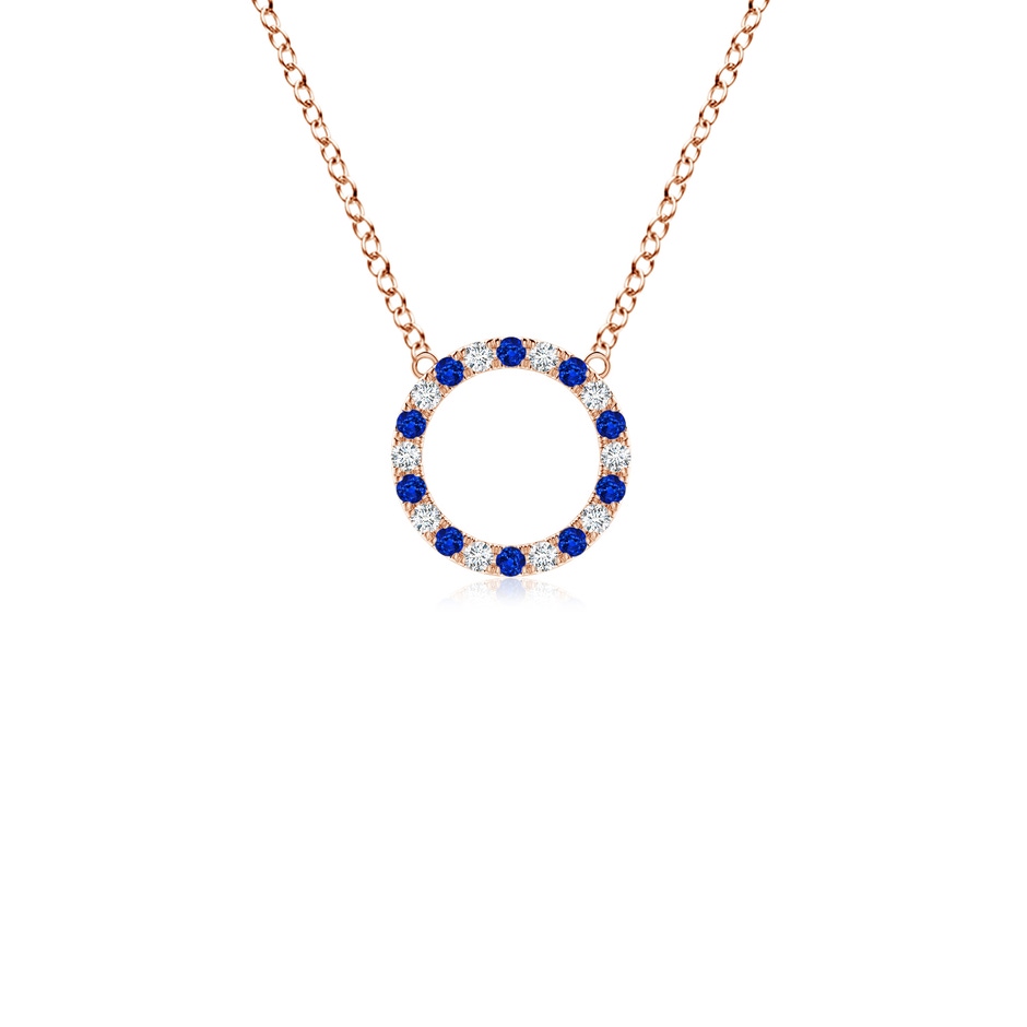 1.5mm AAAA Sapphire and Diamond Open Circle Eternity Pendant in 9K Rose Gold 