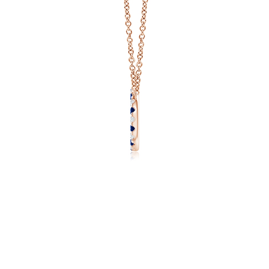 1.5mm AAAA Sapphire and Diamond Open Circle Eternity Pendant in 9K Rose Gold side 199