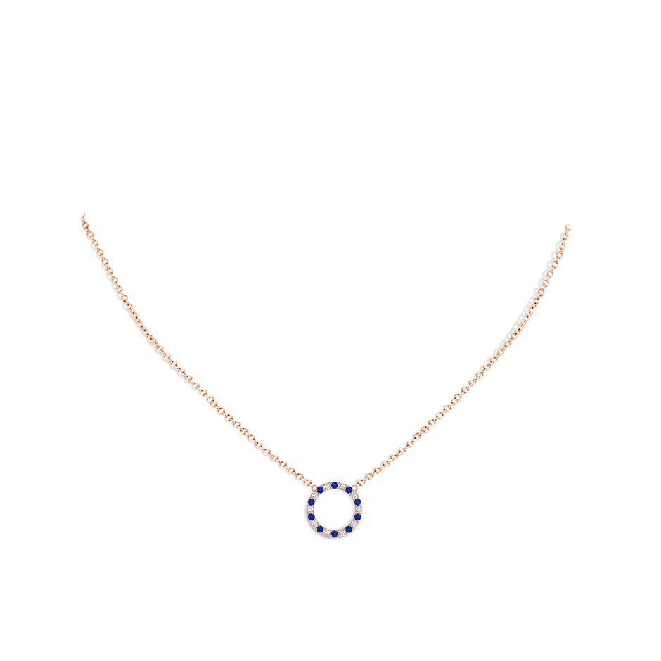 1.5mm AAAA Sapphire and Diamond Open Circle Eternity Pendant in 9K Rose Gold pen