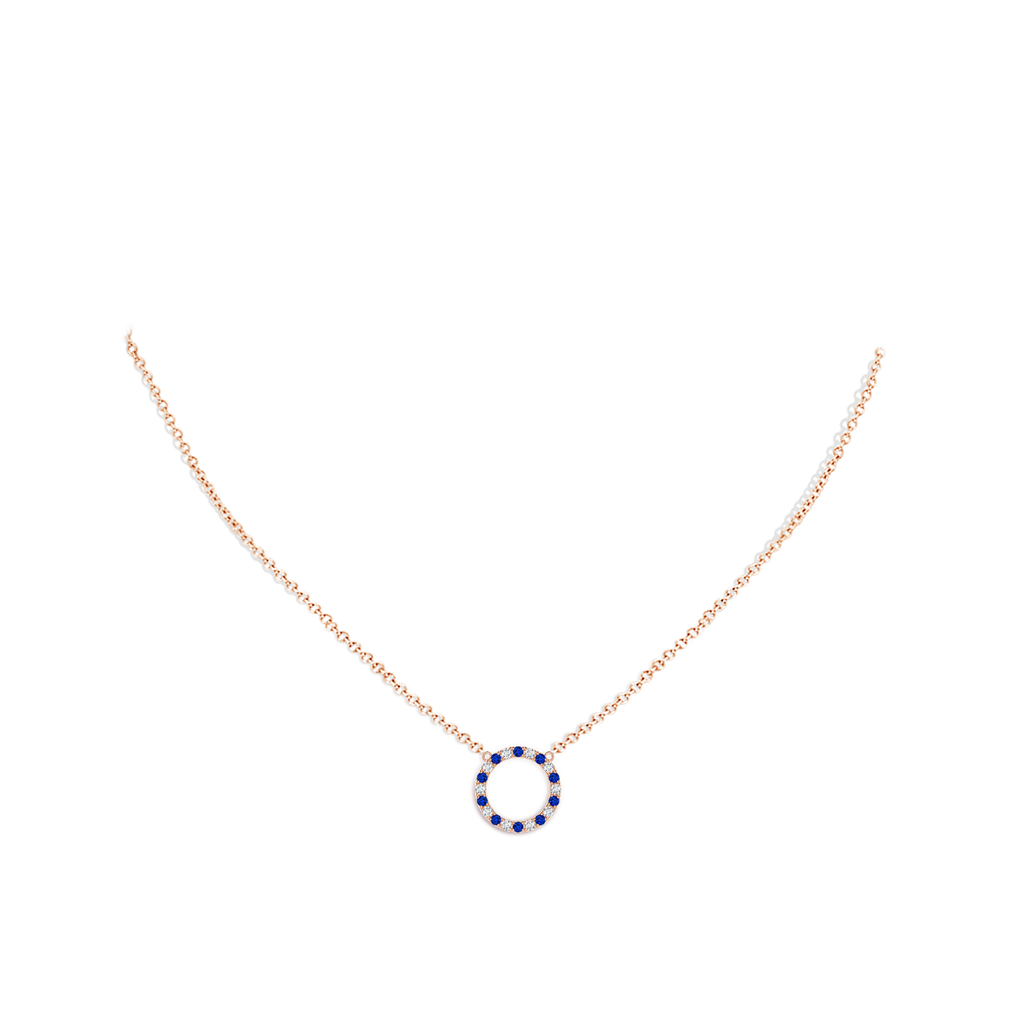 1.5mm AAAA Sapphire and Diamond Open Circle Eternity Pendant in Rose Gold pen