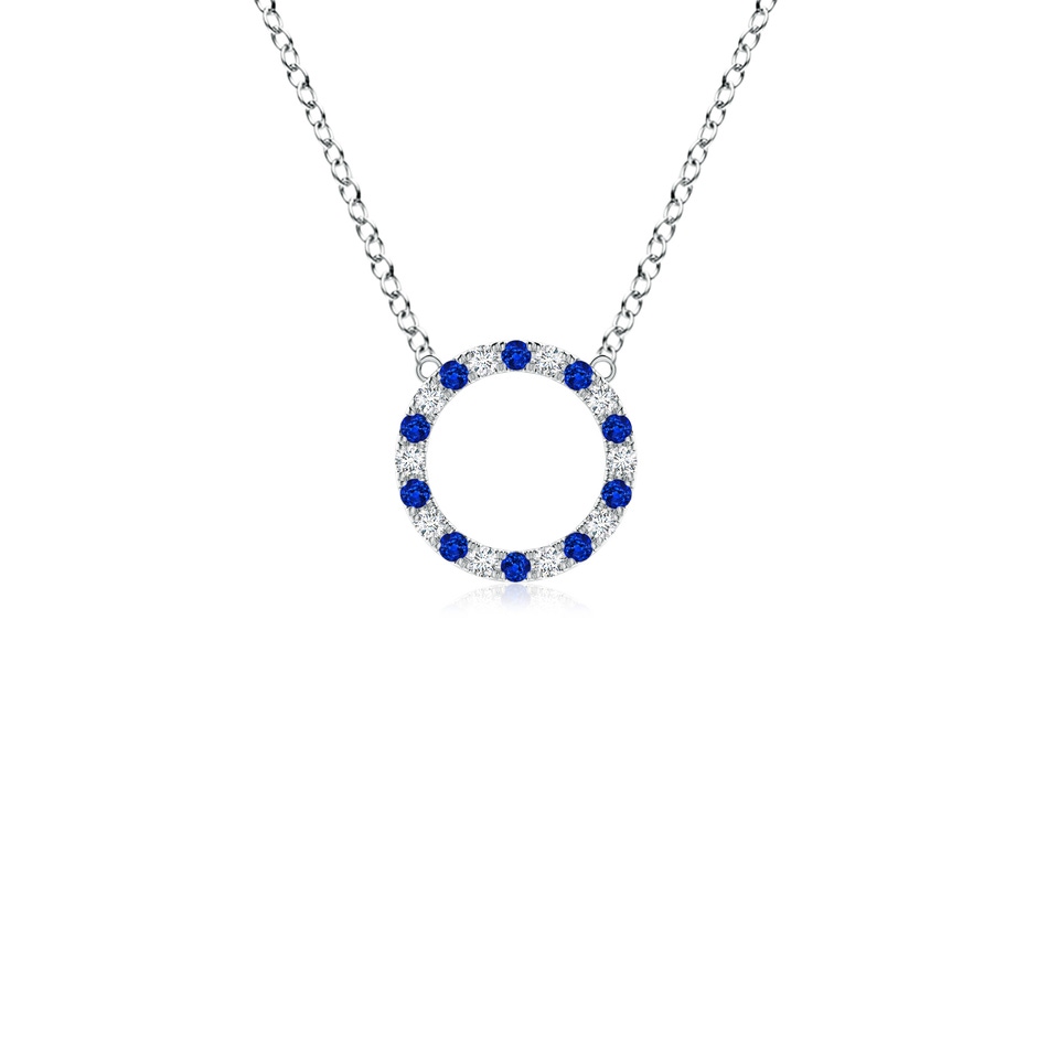 1.5mm AAAA Sapphire and Diamond Open Circle Eternity Pendant in White Gold 