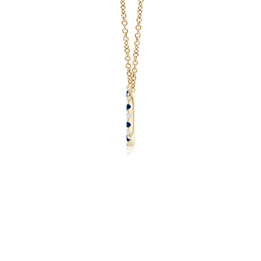 1.5mm AAAA Sapphire and Diamond Open Circle Eternity Pendant in Yellow Gold Side 199
