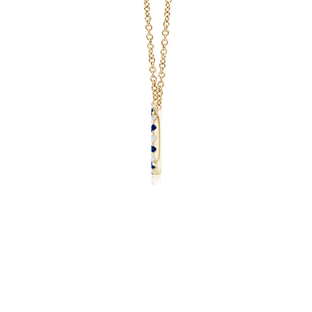 1.5mm AAAA Sapphire and Diamond Open Circle Eternity Pendant in Yellow Gold - side 199