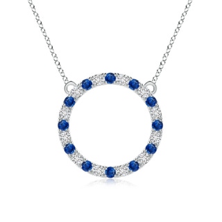 2.5mm AAA Sapphire and Diamond Open Circle Eternity Pendant in P950 Platinum