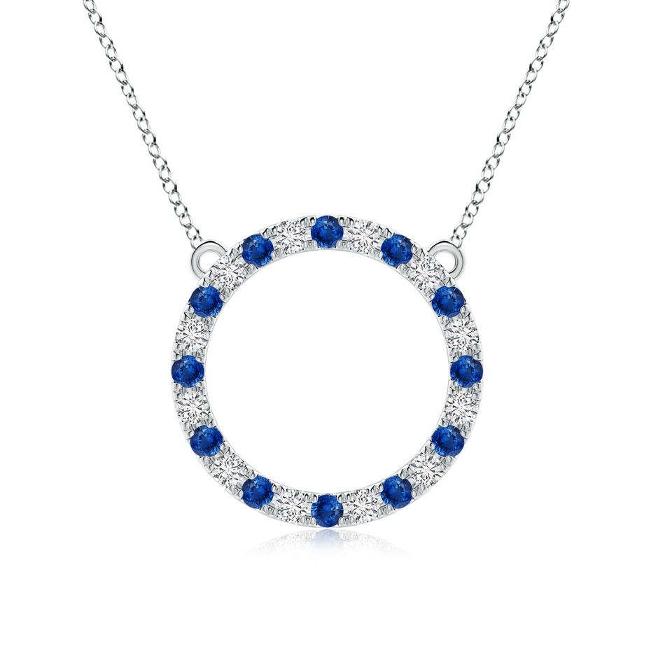 2.5mm AAA Sapphire and Diamond Open Circle Eternity Pendant in P950 Platinum 