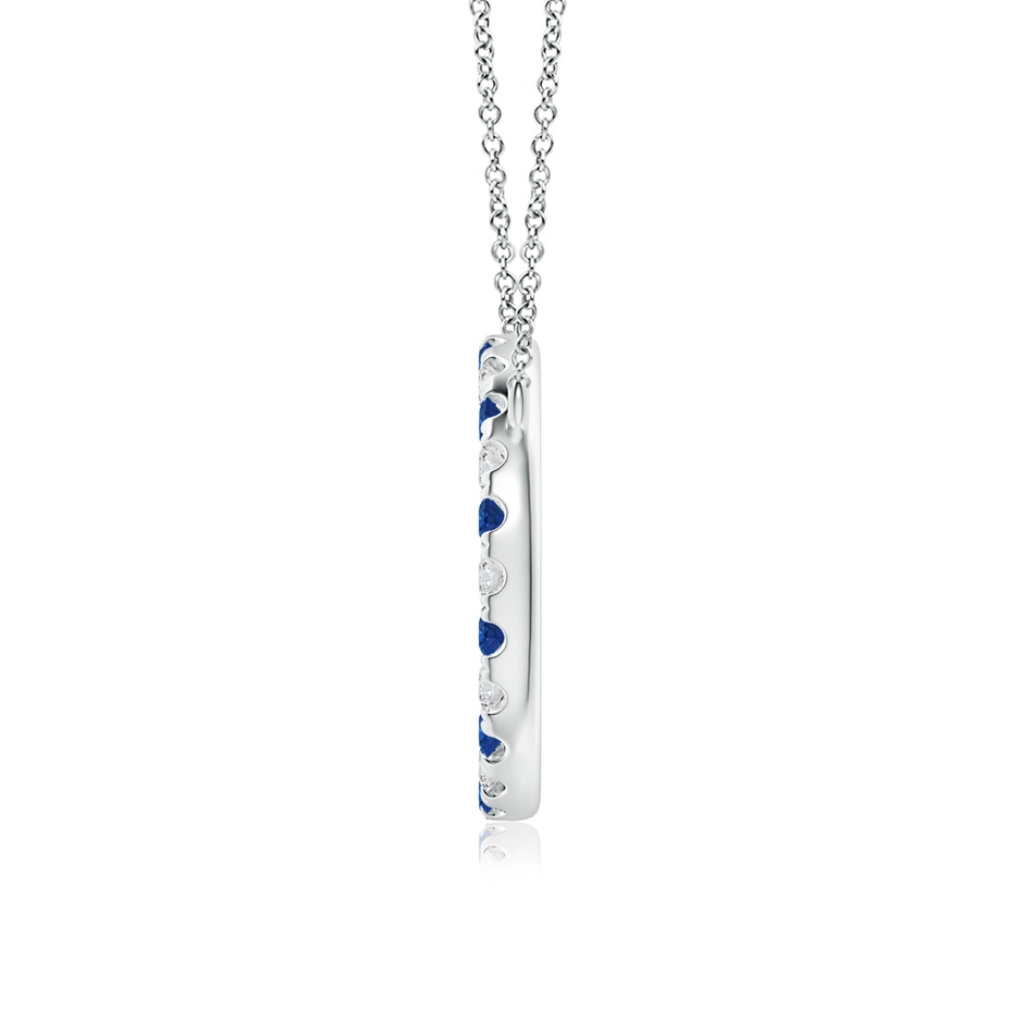 2.5mm AAA Sapphire and Diamond Open Circle Eternity Pendant in P950 Platinum side 199