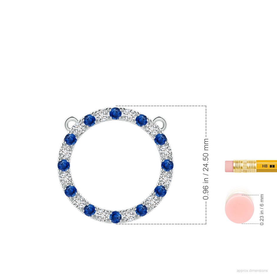 2.5mm AAA Sapphire and Diamond Open Circle Eternity Pendant in P950 Platinum ruler