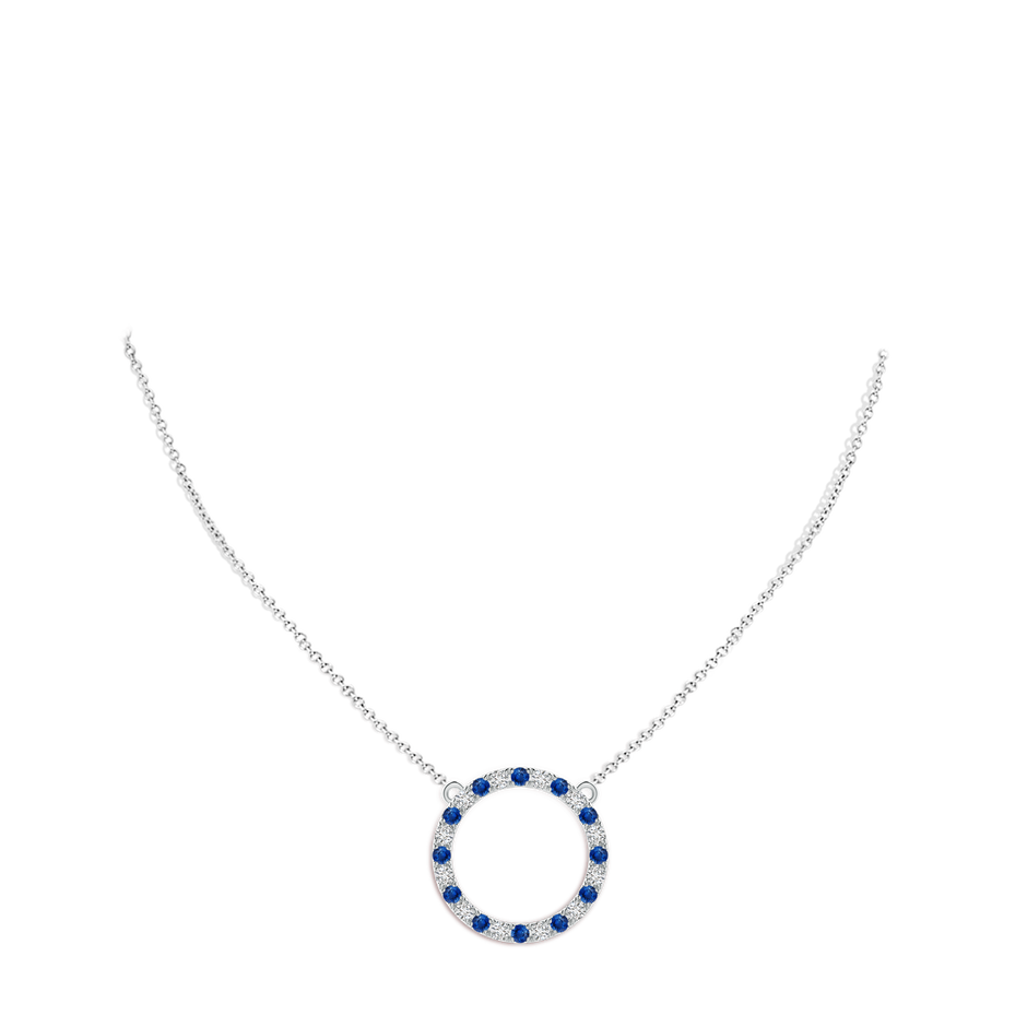 2.5mm AAA Sapphire and Diamond Open Circle Eternity Pendant in P950 Platinum pen