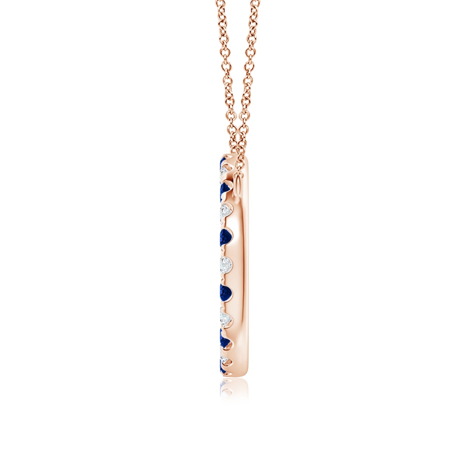 2.5mm AAAA Sapphire and Diamond Open Circle Eternity Pendant in 9K Rose Gold side 199