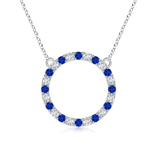 2.5mm AAAA Sapphire and Diamond Open Circle Eternity Pendant in P950 Platinum