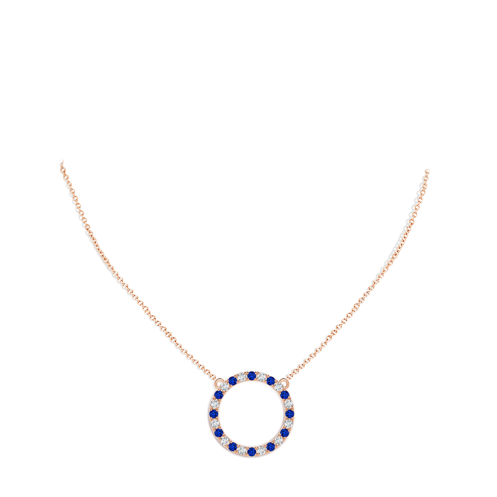 2.5mm AAAA Sapphire and Diamond Open Circle Eternity Pendant in Rose Gold pen