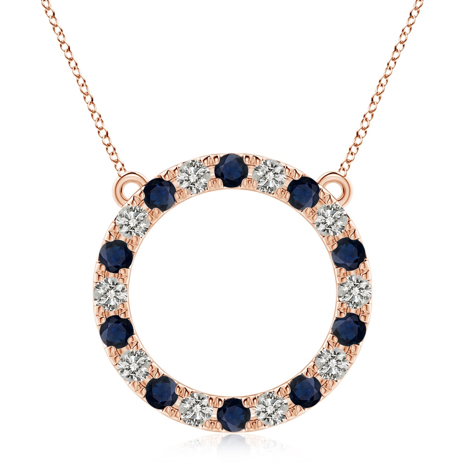 3.5mm A Sapphire and Diamond Open Circle Eternity Pendant in Rose Gold 