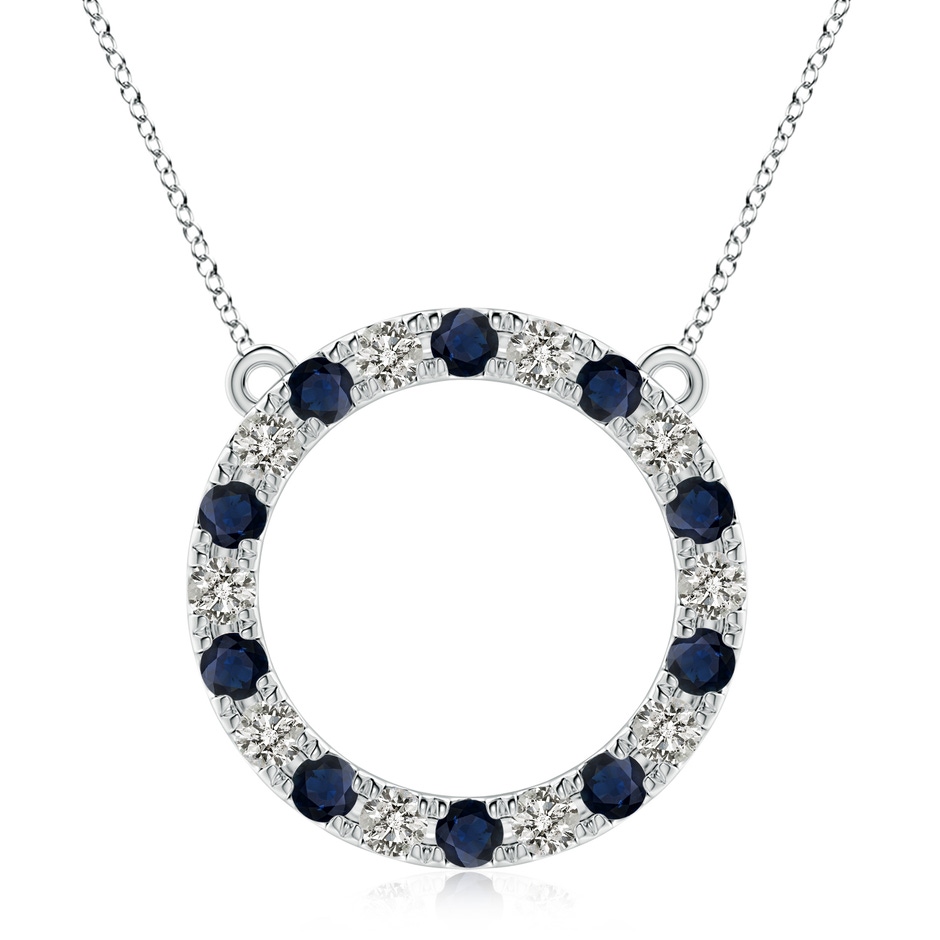 3.5mm A Sapphire and Diamond Open Circle Eternity Pendant in White Gold 