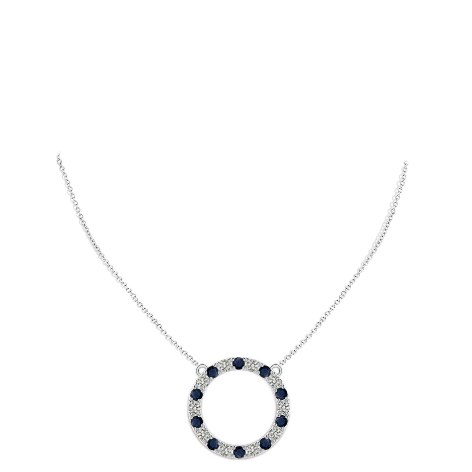 3.5mm A Sapphire and Diamond Open Circle Eternity Pendant in White Gold pen