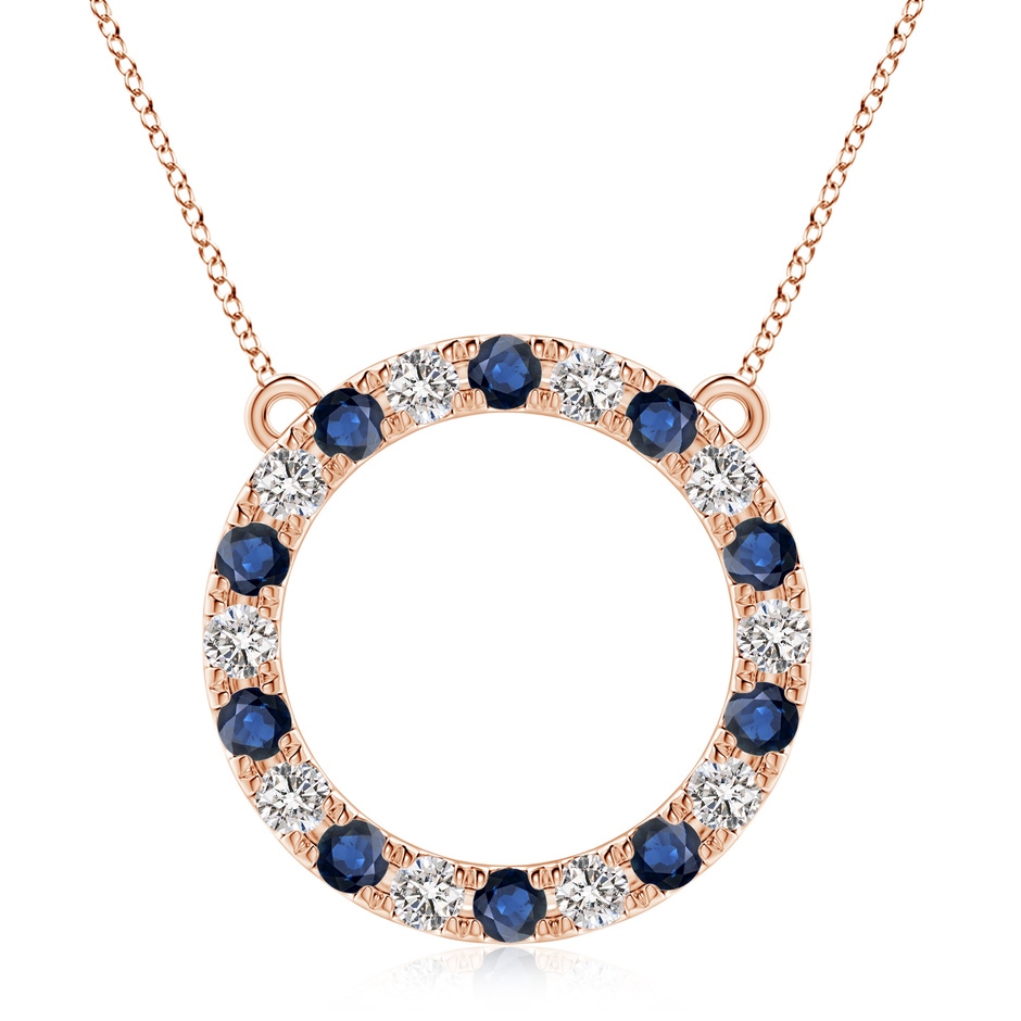 3.5mm AA Sapphire and Diamond Open Circle Eternity Pendant in Rose Gold 