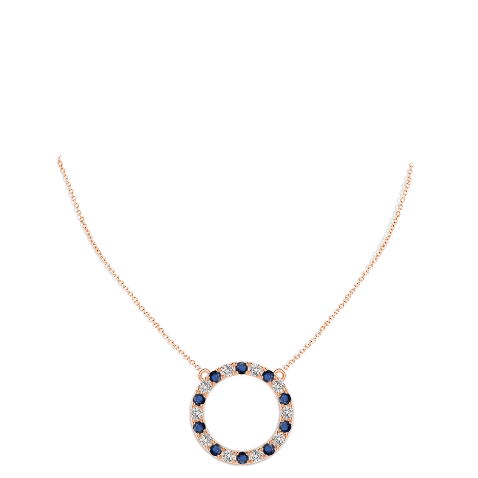 3.5mm AA Sapphire and Diamond Open Circle Eternity Pendant in Rose Gold pen