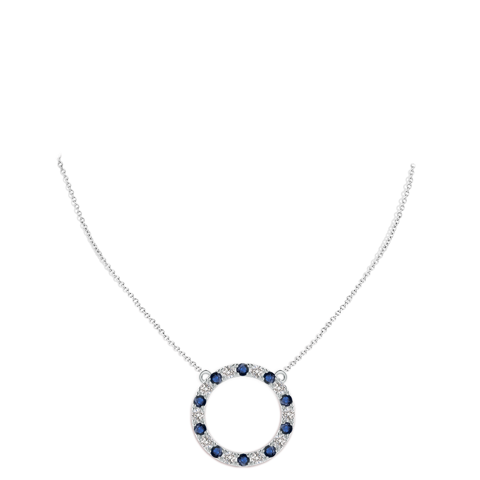 3.5mm AA Sapphire and Diamond Open Circle Eternity Pendant in White Gold pen